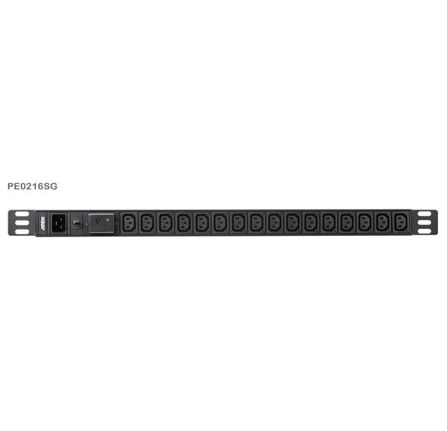 Aten 0U 16-port Basic PDU with Surge Protection, 100-240VAC, 16AMax, 50-60Hz, 16 x IEC C13, Overcurrent Protection, Aluminum material - Image 2