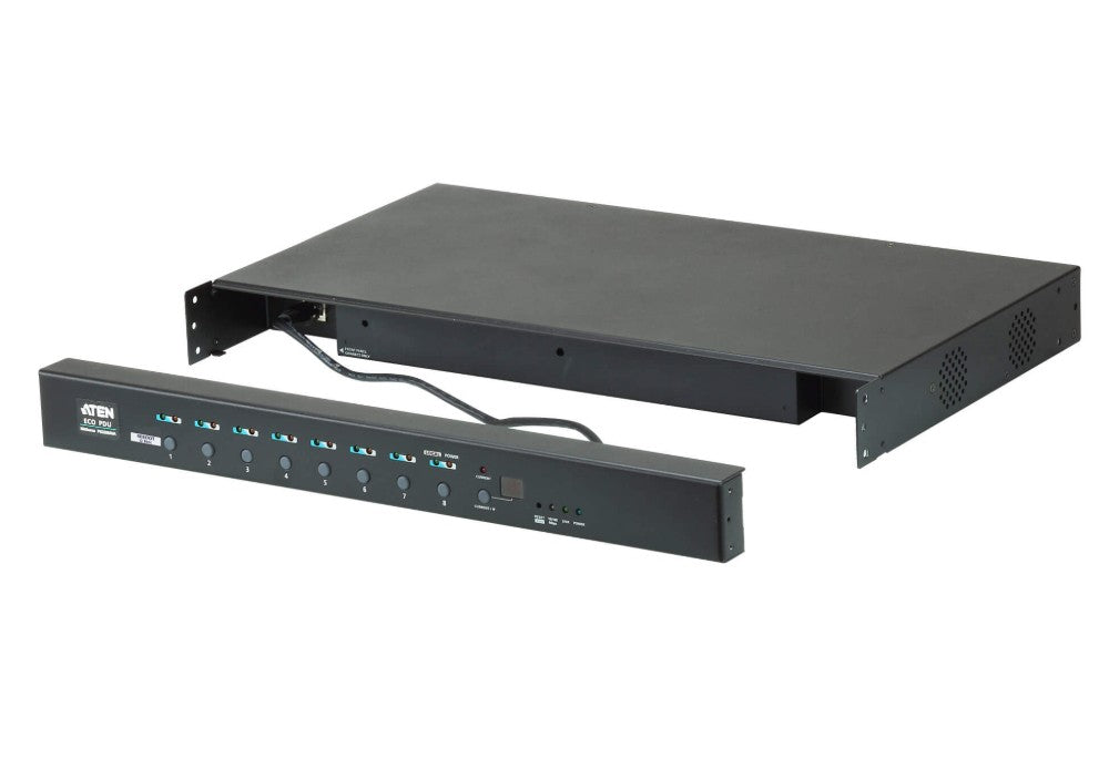 ATEN 16A 8-Outlet 1U Metered & Switched eco PDU, Detachable front panel fits 19” racks with different depths, Supports RS-232 port - Image 3