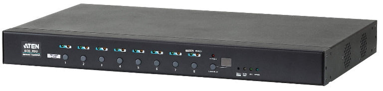 Aten 8 Port 1U 16A Smart PDU - Bank level metering with outlet control, 8xC13 Outlets - Image 1