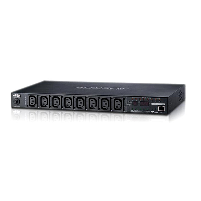 Aten 8 Port 1U 16A Smart PDU with Outlet level metering and outlet control, 7xC13 + 1xC19 Outlets (PE8208G) - Image 1