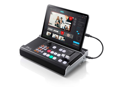 Aten UC9040 StreamLIVE™ PRO All-in-one Multi-channel AV Mixer. Preset up to 8 scenes, DVE video transition effects, a storyboard like management - Image 1