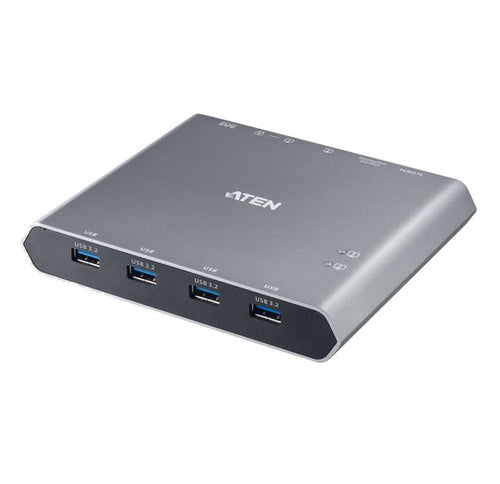 Aten 2-Port 4K DisplayPort USB-C KVM Dock Switch with Power Pass-through, - Image 1