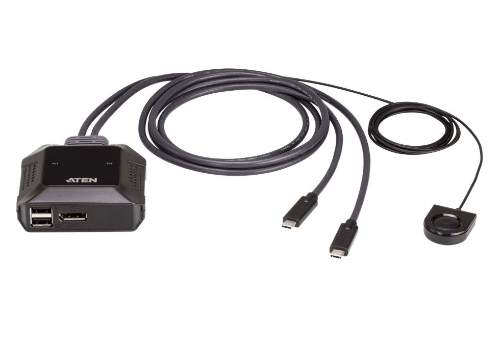 Aten 2-Port 4K DisplayPort USB-C Cable KVM Switch with Remote Port Selector - Image 2