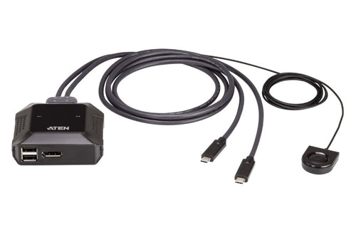 Aten 2-Port 4K DisplayPort USB-C Cable KVM Switch with Remote Port Selector - Image 1