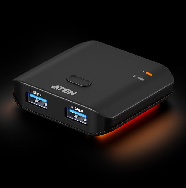 Aten Essential 2x2 USB 3.2 Gen 1 Sharing Switch, Sharing of two USB peripherals at blazing-fast 5 Gbps between two PCs at a press of the pushbutton. - Image 1
