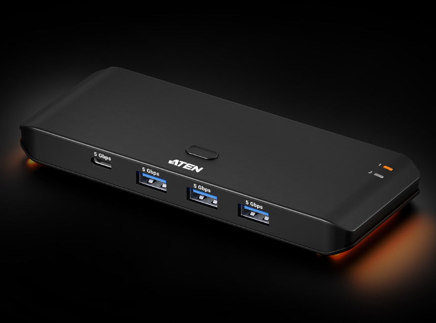 Aten Essential 2x4 USB 3.2 Gen 1 Sharing Switch, Sharing of four USB peripherals at blazing-fast 5 Gbps between two PCs / pushbutton or Remote - Image 5