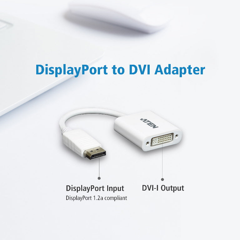 Aten DisplayPort to DVI Adapter, Converts DisplayPort signals to DVI output, DisplayPort 1.2 a compliant, Supports VGA, SVGA, XGA, - Image 5