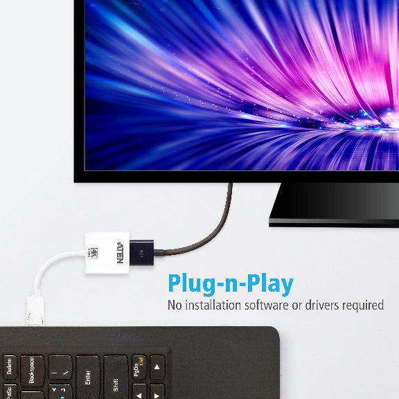 Aten 4K DisplayPort to HDMI Active Adapter, Supports VGA, SVGA, XGA, SXGA, UXGA, 1080p &  resolutions up to 4K UHD, Supports AMD Eyefinity, DP to HDMI - Image 2