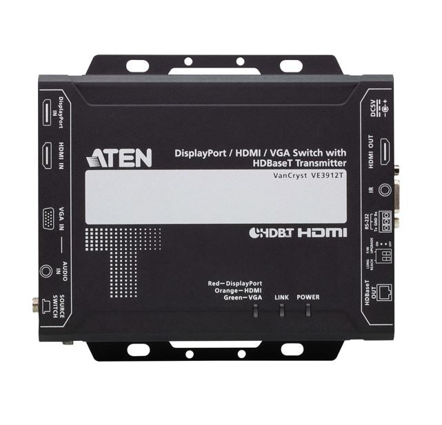 Aten VE3912T 4K DisplayPort / HDMI / VGA Switch with HDBaseT Transmitter, Auto Switch Mode, Mirrored Video Output, PoH - Image 4
