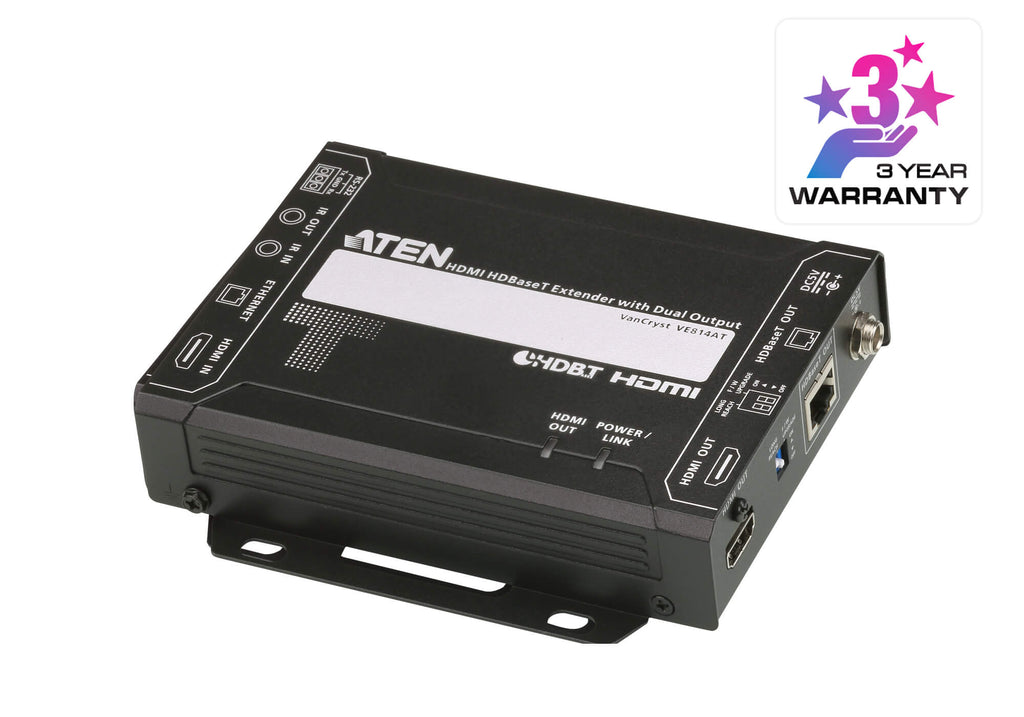 Aten HDMI HDBaseT Transmitter with Dual 4K Output, one local HDMI output, supports up to 4K@70m (Cat 5e/6) and 100m (Cat 6A), extends RS232 and IR - Image 1