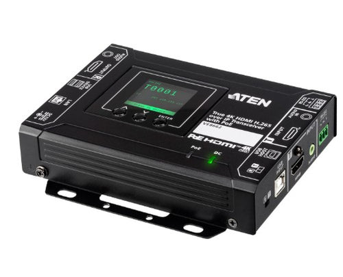 Aten True 4K HDMI H.265 over IP Transceiver with PoE, True 4K video, audio, USB, and RS-232 over Ethernet, Supports AV matrix switching and video wall - Image 1