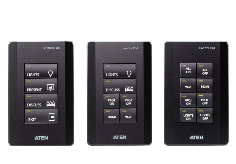 Aten 8 Button Control Pad in black color with 1 Gang US wall plate, 2 RS232, 2 relay, 1 Digital I/O and Ethernet connection support, 14 button layouts - Image 5