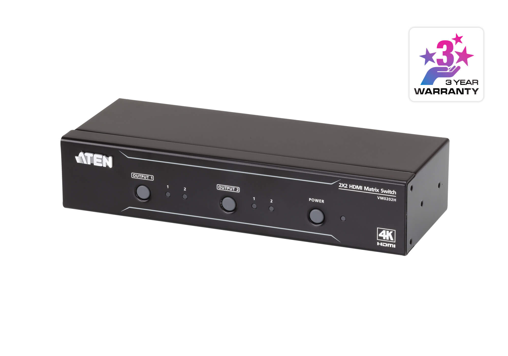 Aten 2x2 4K HDMI Matrix, control via front-panel pushbuttons, IR remote and RS232 control, EDID management - Image 4