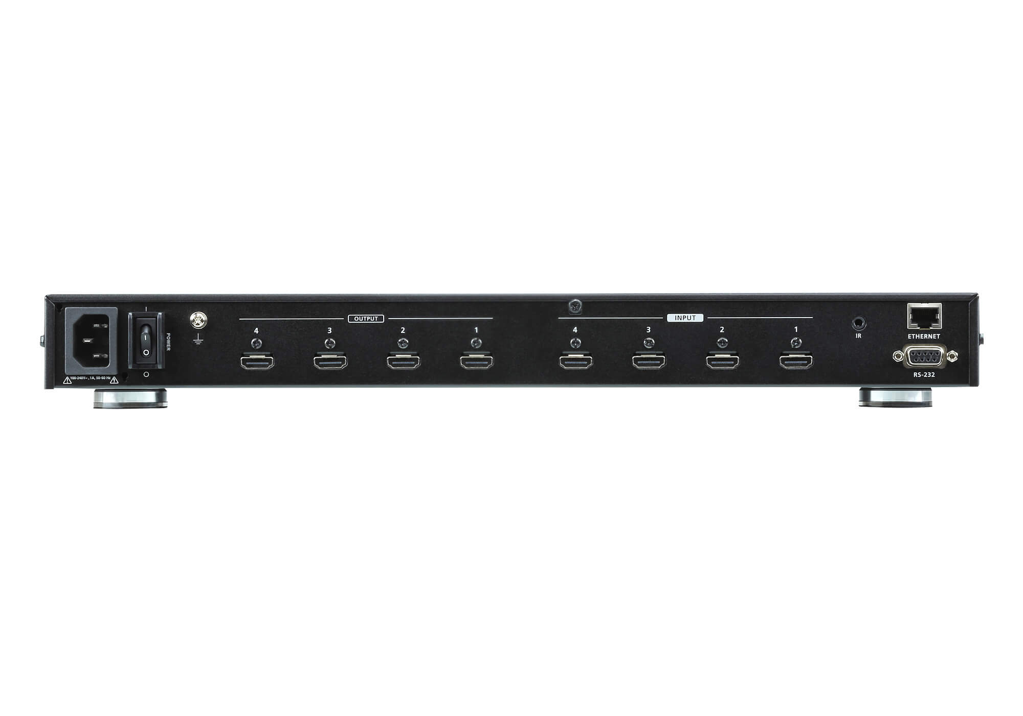 Aten Professional Matrix 4x4 True HDMI Matrix, Supports True 4K Resolutions, control via front-panel pushbuttons, IR remote and RS232 - Image 2