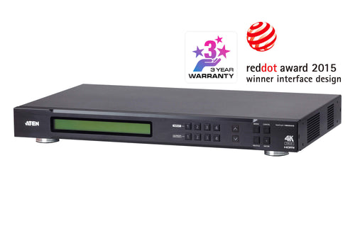 Aten Professional Matrix 4x4 True HDMI Matrix, Supports True 4K Resolutions, control via front-panel pushbuttons, IR remote and RS232 - Image 1