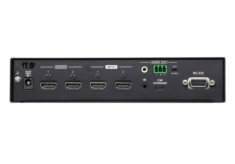 Aten VM0202HB 2x2 True 4K HDMI Matrix Switch with audio de-embedder, supports control via pushbuttons, IR remote or RS232 serial, Auto Switching - Image 2