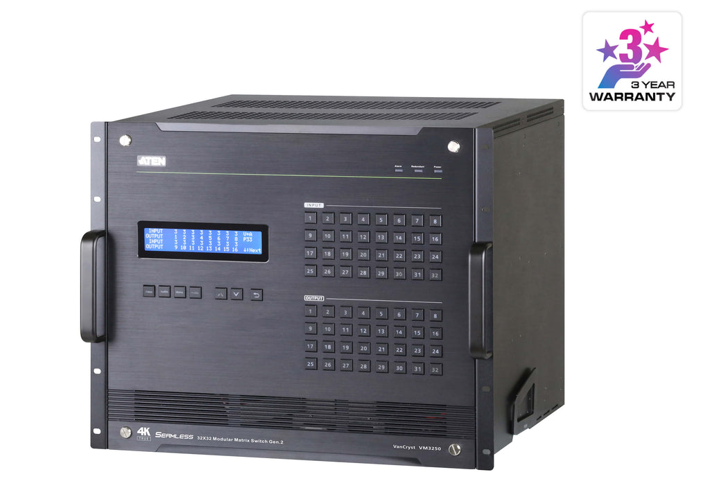 Aten 32x32 True 4K Modular Digital Matrix with Scaler, Seamless Switch, Hot-swappable Aten I/O boards, control via front-panel pushbuttons, - Image 1