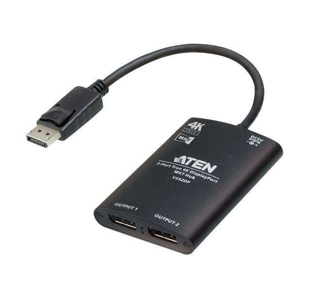 Aten VS92DP Video Splitter 2-Port True 4K resolution for dual output, up to 3840x2160@30 Hz, DisplayPort 1:2; HDCP 1.3 Compliant - Image 1