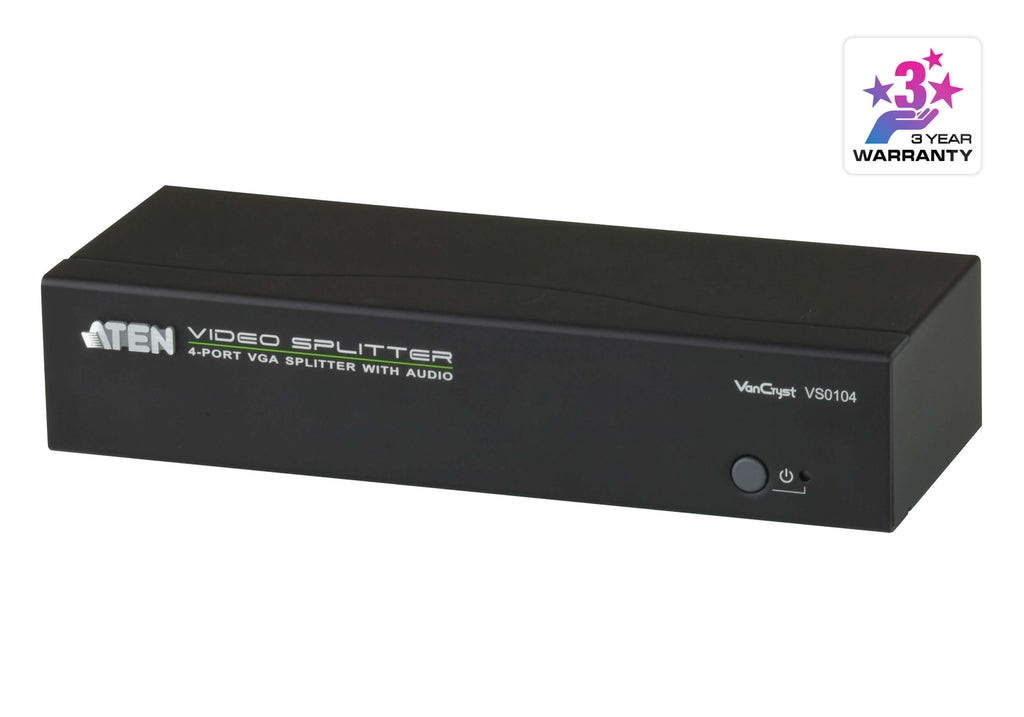 Aten 4-Port VGA/Audio Splitter (450MHz) One video input to 4 video outputs - Image 1