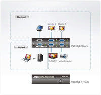 Aten 4-Port VGA/Audio Splitter (450MHz) One video input to 4 video outputs - Image 3