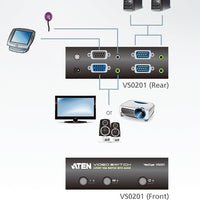 Aten VS0201 2-Port VGA/Audio Switch Displays the video output of two computers on a single monitor or projector - Image 3