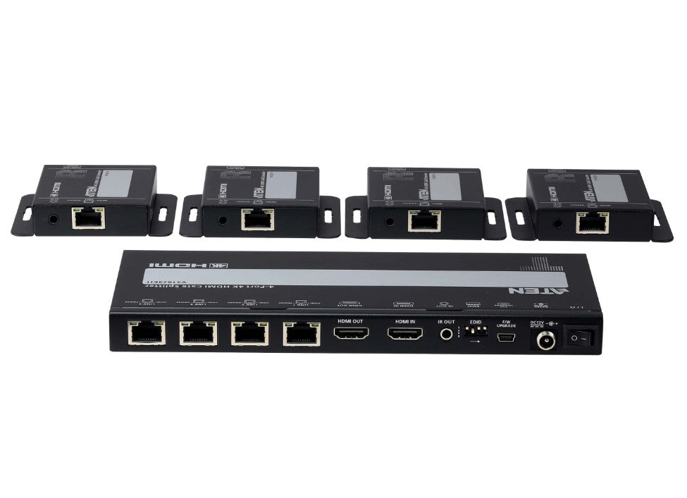Aten VS1824KIT-AT-U 4-Port 4K HDMI Cat 6 Splitter with Receivers, 1 splitter and 4 receivers, Supports up to 4K @ 30 Hz, Power over Cable (PoC) - Image 2