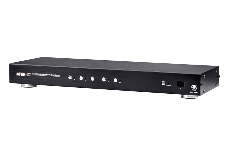 Aten 4 Port Dual Output True 4K HDMI Switch, select input ports via RS232 control, HDCP 2.2 compliant, IR Extension - Image 1