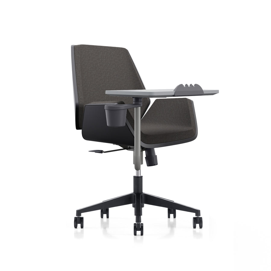 LDR Flex Learn 360 Chair –Training chair with writing table,moulded foam, fabric seat/back,alloy base&smooth castors.Huddle Space and Training,Black