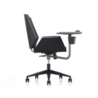 LDR Flex Learn 360 Chair –Training chair with writing table,moulded foam, fabric seat/back,alloy base&smooth castors.Huddle Space and Training,Black - Image 3