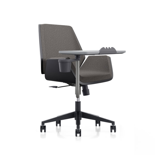 LDR Flex Learn 360 Chair –Training chair with writing table,moulded foam, fabric seat/back,alloy base&smooth castors.Huddle Space and Training, Grey