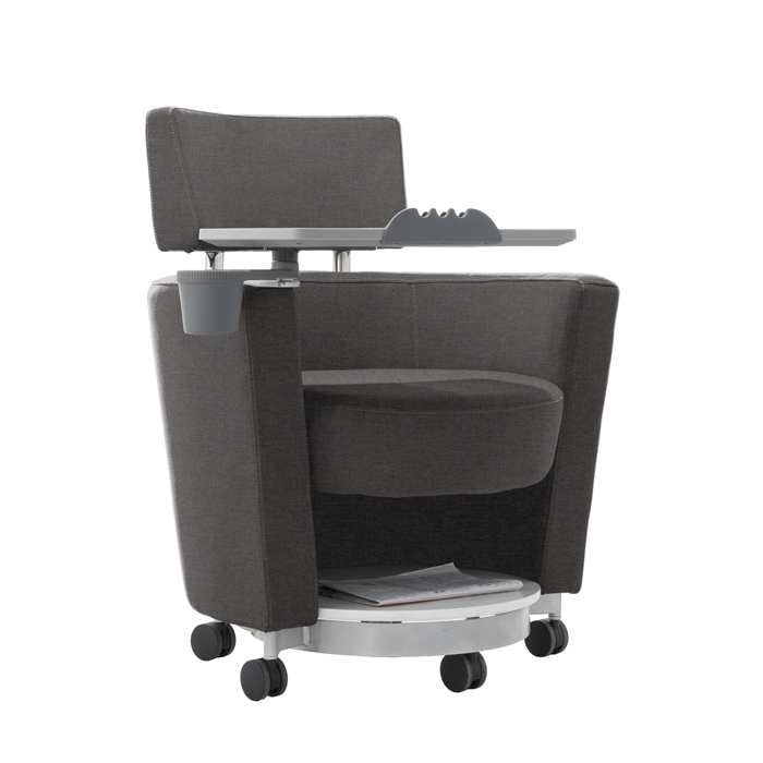 LDR 'Flex Learn' Ultra -Training Room Chair, Soft touch lounge design, Ergonomic, storage shelf under seat. Tray Platform for laptop, cup holde, Black - Image 1