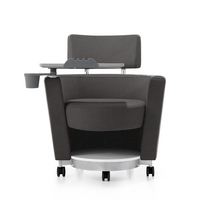 LDR 'Flex Learn' Ultra -Training Room Chair, Soft touch lounge design, Ergonomic, storage shelf under seat. Tray Platform for laptop, cup holde, Black - Image 2