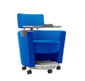 LDR 'Flex Learn' Ultra -Training Room Chair, Soft touch lounge design, Ergonomic, storage shelf under seat. Tray Platform for laptop, cup holde, Blue - Image 1