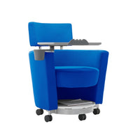 LDR 'Flex Learn' Ultra -Training Room Chair, Soft touch lounge design, Ergonomic, storage shelf under seat. Tray Platform for laptop, cup holde, Blue - Image 1