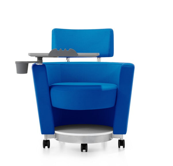 LDR 'Flex Learn' Ultra -Training Room Chair, Soft touch lounge design, Ergonomic, storage shelf under seat. Tray Platform for laptop, cup holde, Blue - Image 2