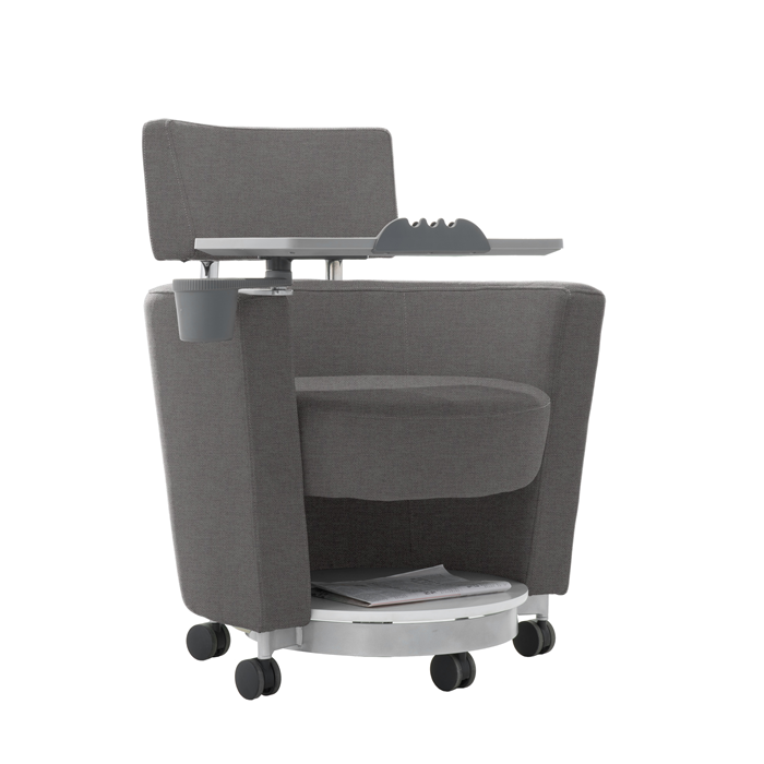 LDR 'Flex Learn' Ultra -Training Room Chair, Soft touch lounge design, Ergonomic, storage shelf under seat. Tray Platform for laptop, cup holde, Grey - Image 1