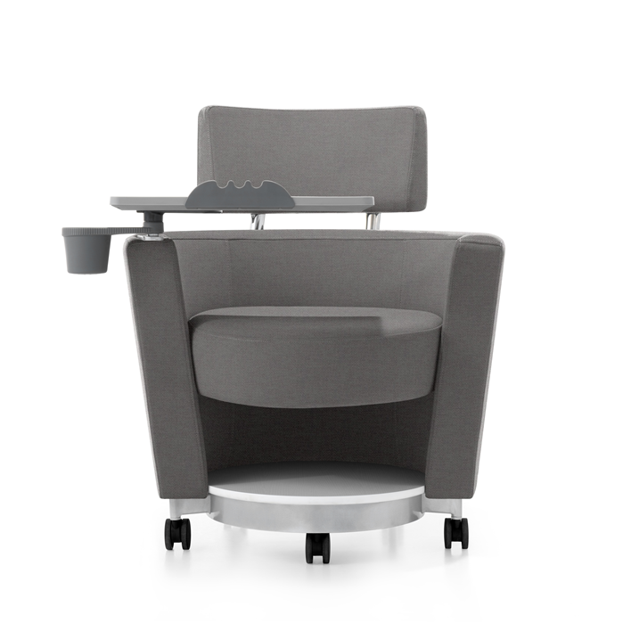 LDR 'Flex Learn' Ultra -Training Room Chair, Soft touch lounge design, Ergonomic, storage shelf under seat. Tray Platform for laptop, cup holde, Grey - Image 2