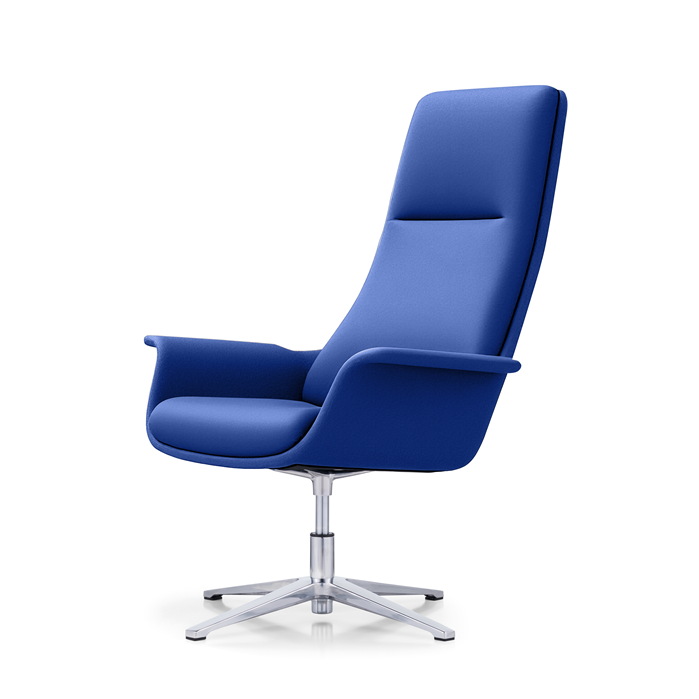 LDR Focus 360 Chair–High back executive chair with moulded foam,PU or fabric finish,fixed mech&4-star alloy base,Perfect for Huddle rooms,Blue - Image 2