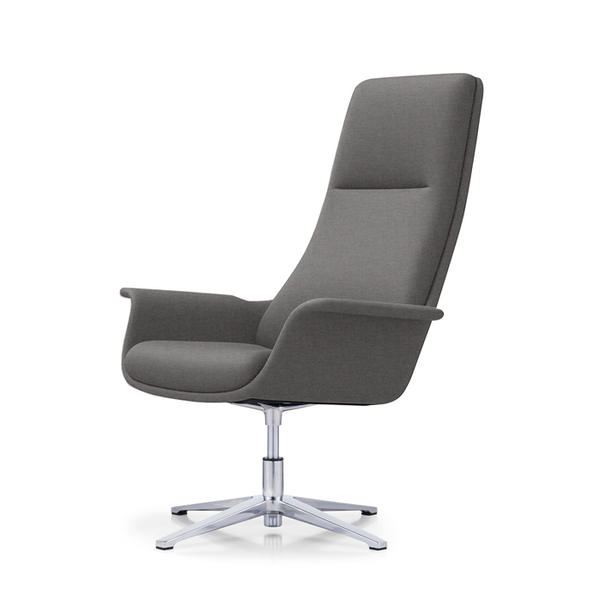 LDR Focus 360 Chair–High back executive chair with moulded foam,PU or fabric finish,fixed mech&4-star alloy base,Perfect for Huddle rooms, Grey