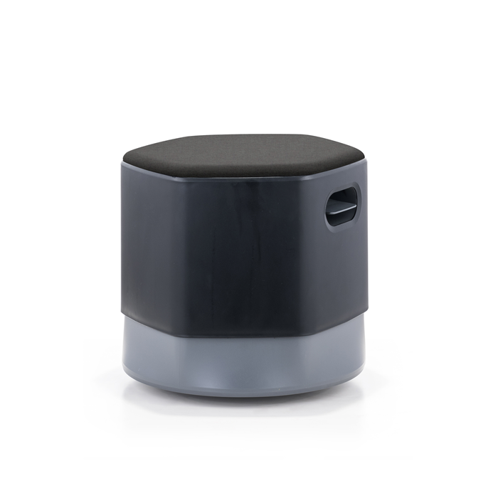 LDR Focus Mini Stool–Height-adjustable tumbler stool with moulded foam, rounded base, lightweight grey plastic build. light weight,easily movab,Black - Image 1