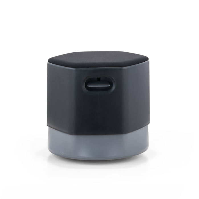 LDR Focus Mini Stool–Height-adjustable tumbler stool with moulded foam, rounded base, lightweight grey plastic build. light weight,easily movab,Black - Image 2