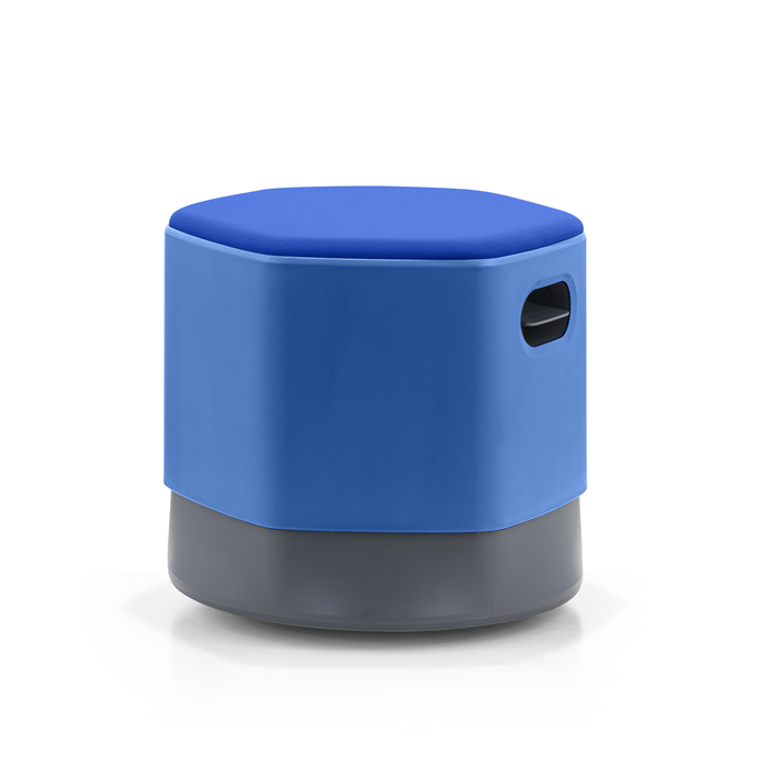 LDR Focus Mini Stool–Height-adjustable tumbler stool with moulded foam, rounded base, lightweight grey plastic build. light weight,easily movab,Blue - Image 1