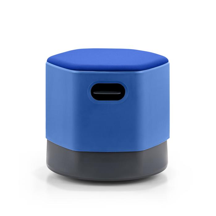 LDR Focus Mini Stool–Height-adjustable tumbler stool with moulded foam, rounded base, lightweight grey plastic build. light weight,easily movab,Blue - Image 2