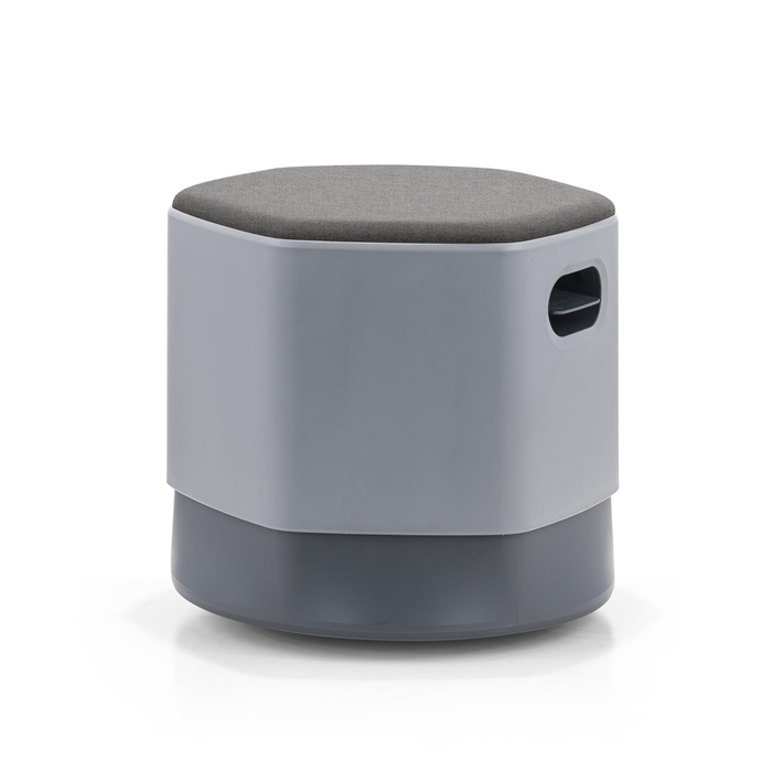 LDR Focus Mini Stool–Height-adjustable tumbler stool with moulded foam, rounded base, lightweight grey plastic build. light weight,easily movab,Grey - Image 1