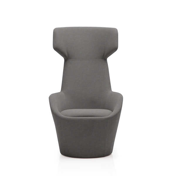 LDR Focus Ultra Chair–High-back lounge chair with ergonomic design, fabric upholstery,wide headrest&curved armrests.Waiting Rooms/Huddle Space,Grey