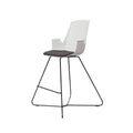 LDR VISIT High Chair, For Vendor and Hot Desks, Steel legs, Modled ABS seat, backrest and armrests with plush fabric convering,Black - Image 1