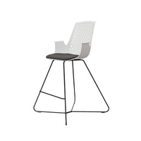 LDR VISIT High Chair, For Vendor and Hot Desks, Steel legs, Modled ABS seat, backrest and armrests with plush fabric convering,Black - Image 1