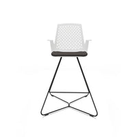 LDR VISIT High Chair, For Vendor and Hot Desks, Steel legs, Modled ABS seat, backrest and armrests with plush fabric convering,Black - Image 2