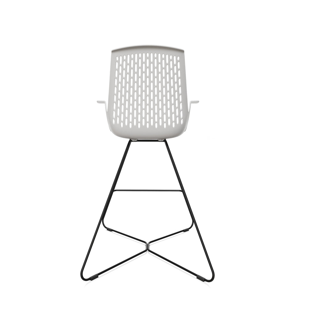 LDR VISIT High Chair, For Vendor and Hot Desks, Steel legs, Modled ABS seat, backrest and armrests with plush fabric convering,Black - Image 4