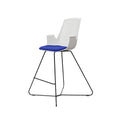 LDR VISIT High Chair, For Vendor and Hot Desks, Steel legs, Modled ABS seat, backrest and armrests with plush fabric convering,Blue - Image 1